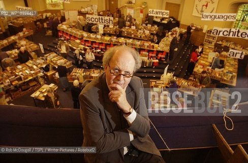 Alexander McCall Smith, Patron of the Christian Aid Book Fair for 2004..Sandy was signing copies of his books and also wrote an inscription on the first installment of 44 Scotland Street, his Scotsman Serial..Copyright©Rob McDougall/TSPL/Writer Pictures/Rosebud2