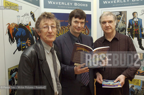 L to R:Writer Alan Grant, Writer Ian Rankin and illustrator Cam Kennedy with a copy of a graphic novel adaptation of Robert Louis Stevensons Kidnapped (text by Alan Grant, illustrations by Cam Kennedy)..Here at the launch of the One Book-One Edinburgh campaign which will run throughout February 2007, and is designed to promote the reading of books in Edinburgh by getting the whole City reading the same book. The campaign is run by the Edinburgh UNESCO City of Litterature Trust, which commissioned the Kidnapped graphic novel, and the printing of thousands of copies of a new edition of R.L.Stevensons novel which will be distributed for free throughout the City..The launch was held at Edinburgh Castle and is part of a month-long series of events designed to boost awareness of reading, support literacy projects and engage with communities...Copyright©Pascal Saez/Writer Pictures/Rosebud2