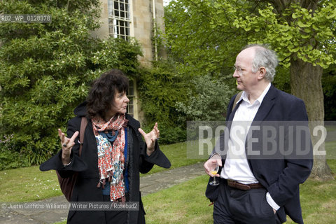 Ruth Padel pictured with Sir Jeremy Isaacs at a garden party at Hollywell Manor before being made Professor of Poetry in Oxford...copyright©Justin Griffiths-Williams/Writer Pictures/Rosebud2