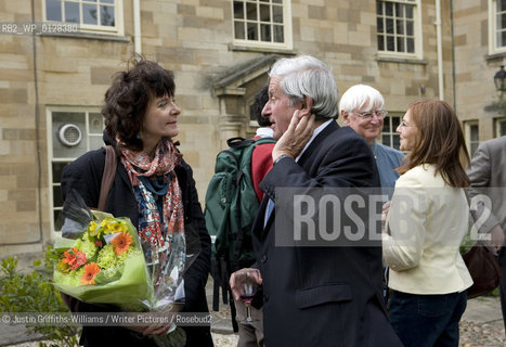 Ruth Padel pictured with Sir Jeremy Isaacs at a garden party at Hollywell Manor before being made Professor of Poetry in Oxford...copyright©Justin Griffiths-Williams/Writer Pictures/Rosebud2
