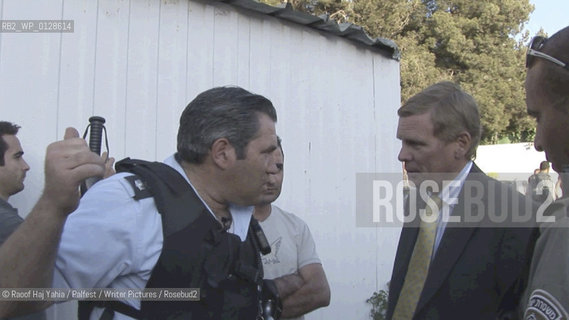 Palestine Festival of Literature 2009..British Consul Richard Makepeace talking with Israeli police about the closure of the venue for the closing night of the festival(Screengrab Image)....Copyright©Raoof Haj Yahia/Palfest/Writer Pictures/Rosebud2