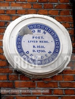 John Dryden. Poet. Gerrard Street, London W1..copyright©Stuart Clarke/Writer Pictures/Rosebud2