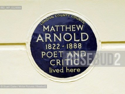 Plaque Shows: Matthew Arnold, Poet & Critic. Home in Belgravia. London..copyright©Stuart Clarke/Writer Pictures/Rosebud2