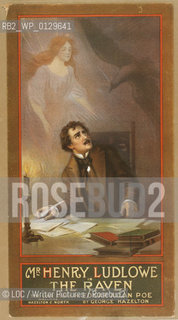 Edgar Allan Poe - Life and Times (1809-1849).Theatrical Illustrated Poster showing Mr. Henry Ludlowe in The raven the love story of Edgar Allan Poe by George Hazelton...Copyright©LOC/Writer Pictures/Rosebud2