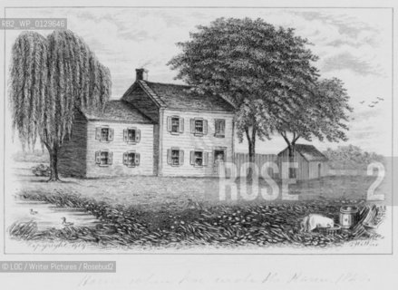 Edgar Allan Poe - Life and Times (1809-1849)..The Philadelphia house where Poe wrote The Raven, 1840.1 print : steel engraving by S. Hollyer.c1909 November 1..Copyright©LOC/Writer Pictures/Rosebud2