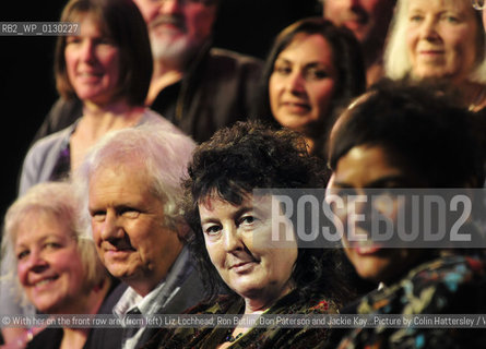 Poets for Haiti event, Queens Hall, Edinburgh, 28/02/2010:.Poet laureate Carol Ann Duffy (centre front) leads the Poets for Haiti event, the last event of the Carry A Poem festival of literature..©With her on the front row are (from left) Liz Lochhead, Ron Butlin, Don Paterson and Jackie Kay...Picture by Colin Hattersley/Writer Pictures/Rosebud2