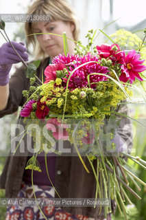 Writer and gardening guru Sarah Raven at Perch Hill Farm, her home and business near Marlborough. ..Copyright©Alun Callender/Writer Pictures/Rosebud2