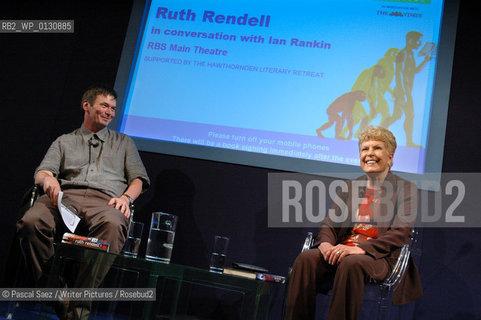 British crime writers Ian Rankin and Ruth Rendell at the Edinburgh International Book Festival 2007. ..Copyright©Pascal Saez/Writer Pictures/Rosebud2