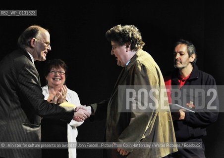 Royal Mail Scottish Childrens Book Awards, Edinburgh, 24/11/09:..©..Minister for culture presents an award to John Fardell...Picture from Colin Hattersley/Writer Pictures/Rosebud2