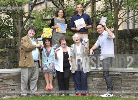 FREE PICTURE FOR PRESS PUBLICITY USE IN CONJUNCTION WITH THE AWARDS.Royal Mail Scottish Childrens Book Awards Photocall, Edinburgh, 09/09/2010:.Children’s authors nominated for the Royal Mail Awards after a ceremony announcing the shortlist for the 2010 Royal Mail Award for Scottish Children’s Books at Edinburghs Scottish Book Trust.  .They are (top row from left): Debi Gliori (correct) and Simon Puttock (correct), with (lower row from left): John Fardell, Julia Donaldson, Cathy MacPhail, Elizabeth Laird and Barry Hutchison..©The Royal Mail Awards are managed by the Scottish Book Trust and voted for by Scottish Children themselves. The winners will be announced in February 2011 at Glasgows Tramway Theatre. .Picture from Colin Hattersley/Writer Pictures/Rosebud2