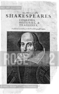 William Shakespeare (1564-1616).The First Folio engraving, authenticated by Ben Jonson..Copyright©NNG/Writer Pictures/Rosebud2