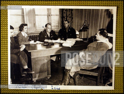 Richard Sonnenfeldt (far left) translates as Hitlers second in command Rudolph Hess is being interrogated for war crimes September, 1945..copyright©Dan Callister/Writer Pictures/Rosebud2