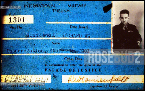 Richard Sonnenfeldts Interrogation Staff identity card..copyright©Dan Callister/Writer Pictures/Rosebud2