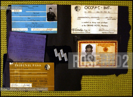 Richard Sonnenfeldts Interrogation Staff identity cards and Heidrich Himmlers insignia that was taken off his uniform..copyright©Dan Callister/Writer Pictures/Rosebud2