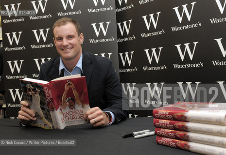 Fresh from captaining his team to Ashes glory, England cricket captain Andrew Strauss is pictured signing copies of his autobiography Testing Times: On and Off the Field at Waterstones , Leadenhall Market. ..copyright©Nick Cunard/Writer Pictures/Rosebud2