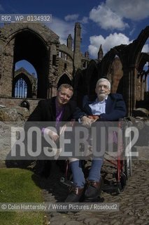Sundial Scottish Arts Council Book of the Year Award..Overall Winner Edwin Morgan pictured with ceremony host Rory Bremner at Melrose Abbey in the Scottish Borders. The event was held at the Borders Book Festival.also in this picture: l-r Jane McKee (first book prize), Ali Smith (fiction), Alastair Moffat (Borders Book Festival)..copyright©Colin Hattersley/Writer Pictures/Rosebud2