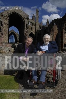 Sundial Scottish Arts Council Book of the Year Award..Overall Winner Edwin Morgan pictured with ceremony host Rory Bremner at Melrose Abbey in the Scottish Borders. The event was held at the Borders Book Festival.also in this picture: l-r Jane McKee (first book prize), Ali Smith (fiction), Alastair Moffat (Borders Book Festival)..copyright©Colin Hattersley/Writer Pictures/Rosebud2