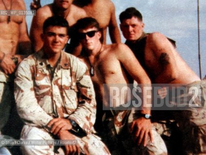 Author Anthony Swofford with the Marine Corp in Kuwait during the Desert Shield in 1990 (in Sunglasses) ..copyright©Stuart Clarke/Writer Pictures/Rosebud2