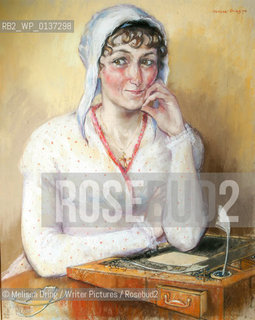 Jane Austen by Melissa Dring.  A modern portrait  from 2002..Copyright©Melissa Dring/Writer Pictures/Rosebud2