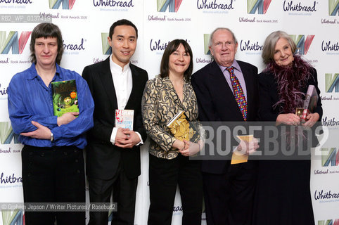The Category Winners at the Whitbread Book Awards 2006 L-r: Kate Thompson, Tash Aw, Ali Smith, Christopher Logue, Hilary Spurling (winner)..Copyright©Graham Jepson/Writer Pictures/Rosebud2