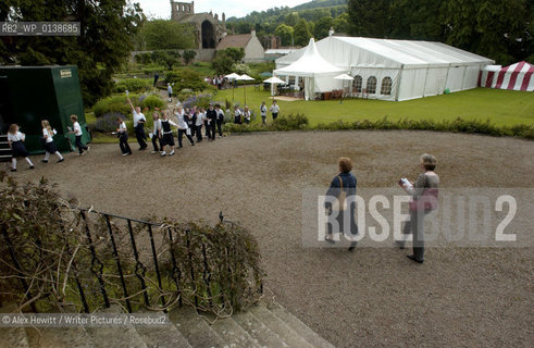Events at the Borders Book Festival 2007, held in Melrose in the Scottish Borders...Children leaving the festival marquee..Copyright©Alex Hewitt/Writer Pictures/Rosebud2