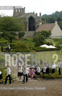 Events at the Borders Book Festival 2007, held in Melrose in the Scottish Borders...Children leaving the festival marquee..Copyright©Alex Hewitt/Writer Pictures/Rosebud2