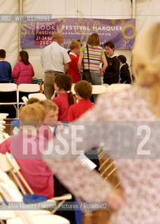 Events at the Borders Book Festival 2007, held in Melrose in the Scottish Borders...Children inside the festival marquee..Copyright©Alex Hewitt/Writer Pictures/Rosebud2