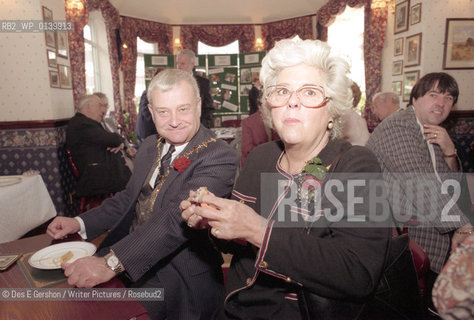 Archival Image: Baroness Betty Boothroyd, meeting constituents during her book launch during a lunch at the Dovecote public house, Hilltops, West Bromwich, in November 1996 when she was an MP and the Speaker of the House of Commons..©Des E Gershon/Writer Pictures/Rosebud2