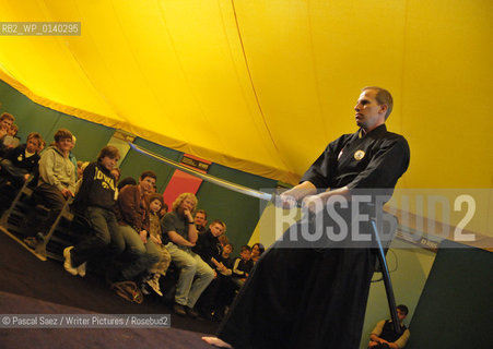 Chris Bradford, author of the Young Samurai series, and himself a japanese martial arts specialist, here at the Edinburgh International Book Festival...copyright©Pascal Saez/Writer Pictures/Rosebud2