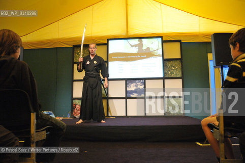Chris Bradford, author of the Young Samurai series, and himself a japanese martial arts specialist, here at the Edinburgh International Book Festival...copyright©Pascal Saez/Writer Pictures/Rosebud2