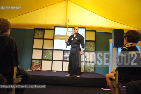 Chris Bradford, author of the Young Samurai series, and himself a japanese martial arts specialist, here at the Edinburgh International Book Festival...copyright©Pascal Saez/Writer Pictures/Rosebud2
