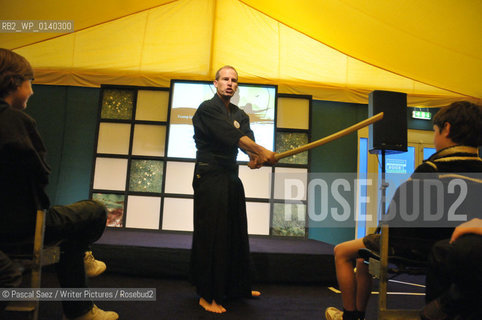 Chris Bradford, author of the Young Samurai series, and himself a japanese martial arts specialist, here at the Edinburgh International Book Festival...copyright©Pascal Saez/Writer Pictures/Rosebud2