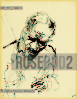 Christy Brown disabled Irish writer. A self portrait sketch by Christy in 1965..Copyright©/Writer Pictures/Rosebud2