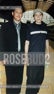 Elizabeth Burton-Phillips has written a book about her two sons addiction to heroin, which killed one of them, Nicholas Mills.  Collect shows:  Simon (left and not using heroin) showing Nick onto a train in July 2002.  Note the difference between the healthy Simon and addict Nick...Copyright©Graham Jepson/Writer Pictures/Rosebud2