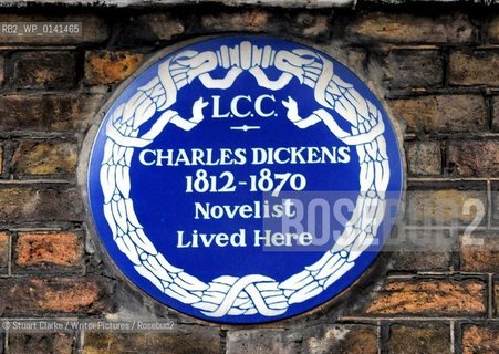 Blue Plaque: Charles Dickens. Novelist. Doughty Street, London.  ..copyright©Stuart Clarke/Writer Pictures/Rosebud2