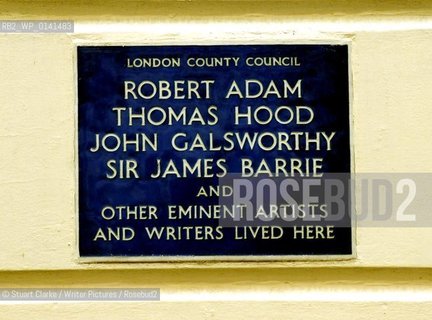 Robert Adam, Thomas Hood,John Galsworthy and Sir James Barrie writer and Artist lived here. Robert Street. London WC1.  ..copyright©Stuart Clarke/Writer Pictures/Rosebud2