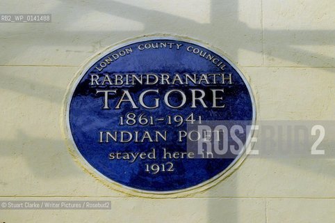 Plaque: Babindranath Tagore. Indian Poet. Vale of Heath. Hampstead.   London NW3. ...copyright©Stuart Clarke/Writer Pictures/Rosebud2