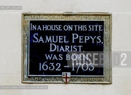 Plaque Show: Samuel Pepys. Diarist. in Salisbury Court. The City. ..copyright©Stuart Clarke/Writer Pictures/Rosebud2
