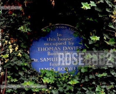 Thomas Davies house in Covent Gdn were Dr Johnson first met Boswell. London WC1.  ..copyright©Stuart Clarke/Writer Pictures/Rosebud2