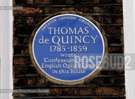 Thomas de Quincy. Writer worked in this house in Tavistock Street. London WC1.   ..copyright©Stuart Clarke/Writer Pictures/Rosebud2