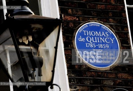 Thomas de Quincy. Writer worked in this house in Tavistock Street. London WC1. Pic: STUART CLARKE. Nov 2009 ..copyright©Stuart Clarke/Writer Pictures/Rosebud2
