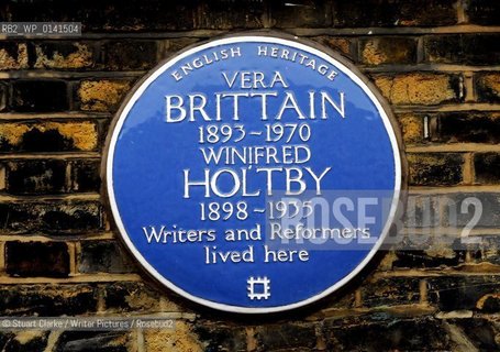 Blue Plaque: Vere Brittain and Winfred Holtby. Writers and reformers. Doughty Street, London. Pic: STUART CLARKE. Oct 2009 ..copyright©Stuart Clarke/Writer Pictures/Rosebud2