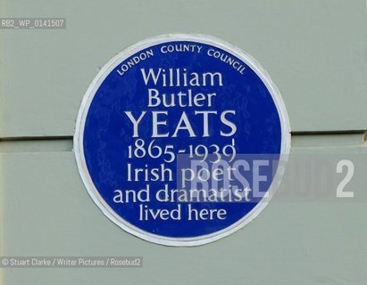 Plaque: William Butler Yeats. Irish Poet and Dramatist. Fitzroy Road. London NW1...copyright©Stuart Clarke/Writer Pictures/Rosebud2