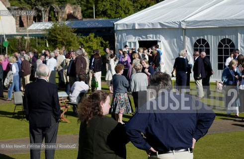 Borders Book Festival in Melrose..Ellie Unsworth and David Robinson talking in the foreground of the picture..Copyright©Alex Hewitt/Writer Pictures/Rosebud2