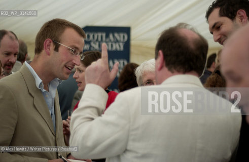 Borders Book Festival in Melrose..Robert Mcfarlane and James Naughtie talk with other guests during the Scottish Arts Council Award reception..Copyright©Alex Hewitt/Writer Pictures/Rosebud2