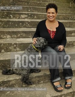 Jackie Kay photographed with her dog at the Borders Book Festival 2009..Copyright©Alex Hewitt/Writer Pictures/Rosebud2