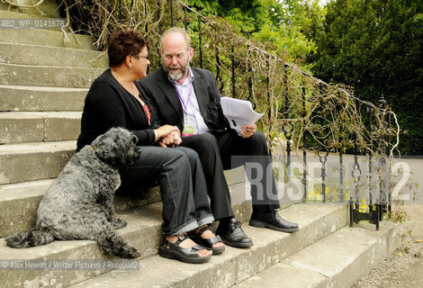 Jackie Kay photographed with festival director Alastair Moffat in front of Harmony House at the Borders Book Festival 2009..Copyright©Alex Hewitt/Writer Pictures/Rosebud2
