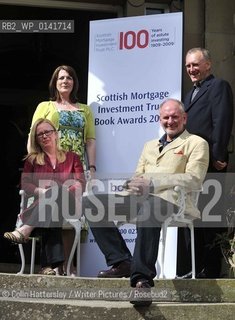 James Kelman, winner of the Scottish Arts Council Book of the year award. Pictured with category winners Andrea McNicoll (sitting), Janice Galloway and Tom Pow at the sixth Borders Book Festival in Melrose today (Thursday), which runs until Sunday. Four days of book events which cover current affairs, history, entertainment, travel and music...For more info please contact Maggie Page at the Scottish Arts Council.please credit:.Copyright©Colin Hattersley/Writer Pictures/Rosebud2