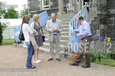 Alistair Moffat and James Naughtie on the steps of Harmony House at the Borders Book Festival 2010..The festival runs from Thursday 17th June to Sunday 20th June.for further info please go to the website at www.bordersbookfestival.org or contact Nicky Stonehill on 07740 681 560 or nicky@stonehillsalt.co.uk..Copyright©Alex Hewitt/Writer Pictures/Rosebud2