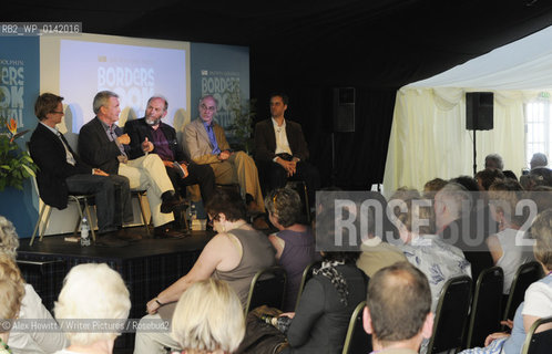 Walter Scott Prize for Historical Fiction at Abbotsford House in the Scottish Borders. .Pictured are some of the shortlisted authors in a discussion about historical fiction during an event at the Book Festival . (l-r) Adam Thorpe, Simon Mawer, Alistair Moffat, Iain Pears and Adam Foulds.The prize was won by Hilary Mantel for her book Wolf Hall and her prize was presented by Sir Tam Dalyell and accepted on her behalf by James Naughtie.The book festival runs from Thursday 17th June to Sunday 20th June.for further info please go to the website at www.bordersbookfestival.org or contact Rebecca Salt on 07970 783 213 or rebecca@stonehillsalt.co.uk..Copyright©Alex Hewitt/Writer Pictures/Rosebud2